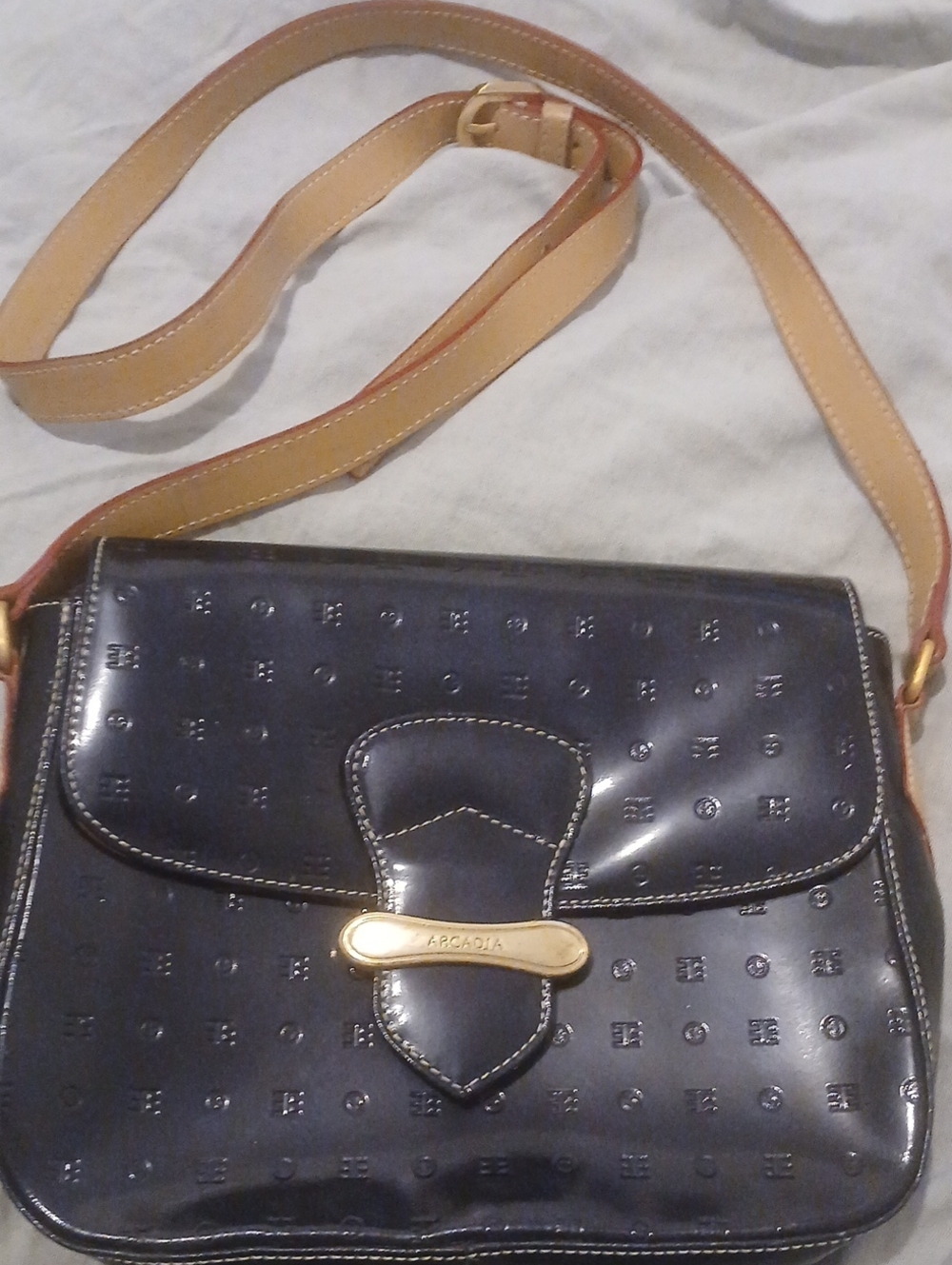Arcadia Black Patent Leather Handbag